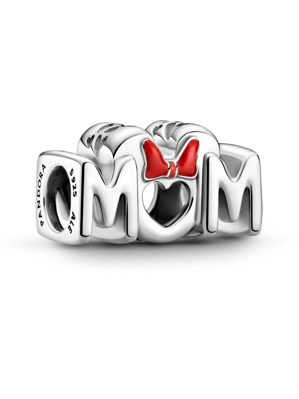 Pandora Sterling Silver MOM Charm with Red Bow